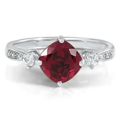 Lab Created Ruby, White Sapphire & Diamond Ring In Sterling Silver