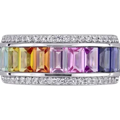 Lab Created Sapphire Spectrum Ring In Sterling Silver