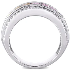 Lab Created Sapphire Spectrum Ring In Sterling Silver
