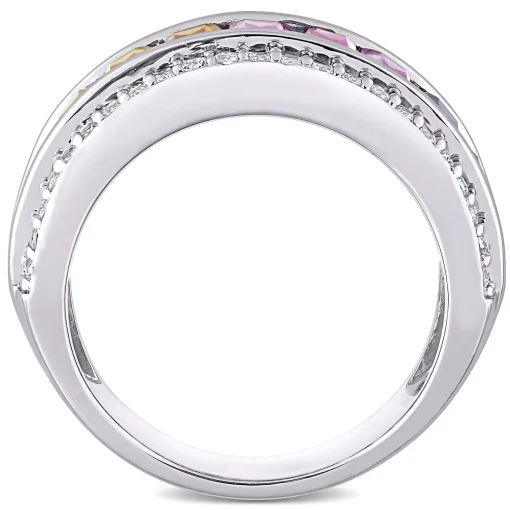 Lab Created Sapphire Spectrum Ring In Sterling Silver