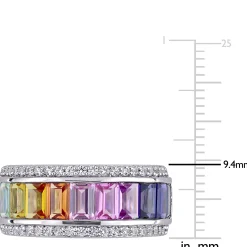 Lab Created Sapphire Spectrum Ring In Sterling Silver