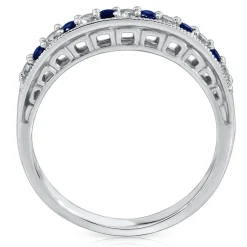 Lab Created Sapphire Stack Ring In Sterling Silver