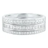Lab Created White Sapphire Three-Piece Stack Ring Set In Sterling Silver