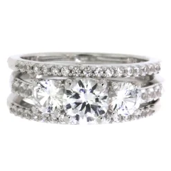 Lab Created White Sapphire Stackable Ring Set With Three Pieces In Sterling Silver