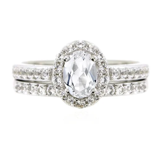 Lab Created White Sapphire Ring Set In Sterling Silver