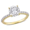 Lab Created White Sapphire Ring With Pave Band In 10K Yellow Gold (2 3/4 Ct. Tw.)
