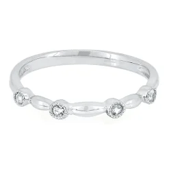 Lab Created White Sapphire Stack Ring In Sterling Silver