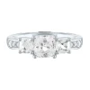 Lab Created White Sapphire Ring With Three-Stone Cushion-Cut In Sterling Silver