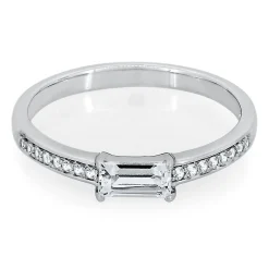 Lab Created White Sapphire Stack Ring In Sterling Silver
