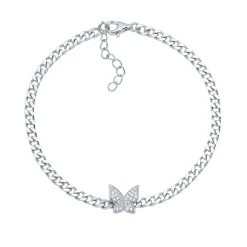 Lab Created White Sapphire Butterfly Bracelet In Sterling Silver