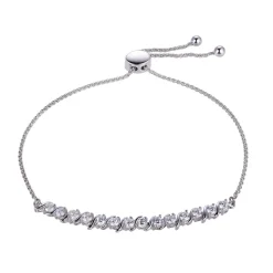 Lab Created White Sapphire Bolo Bracelet In Sterling Silver