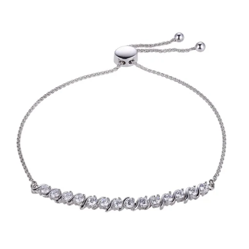 Lab Created White Sapphire Bolo Bracelet In Sterling Silver