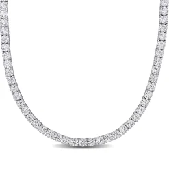 Lab Created White Sapphire Tennis Necklace In Sterling Silver