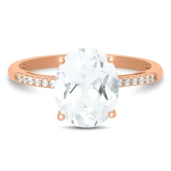 Lab Created White Sapphire Ring In 10K Rose Gold
