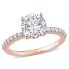 Lab Created White Sapphire Ring With Pave Band In 10K Rose Gold (2 3/4 Ct. Tw.)