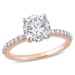 Lab Created White Sapphire Ring With Pave Band In 10K Rose Gold (2 3/4 Ct. Tw.)