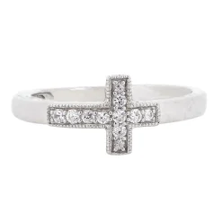 Lab Created White Sapphire Cross Stack Ring In Sterling Silver
