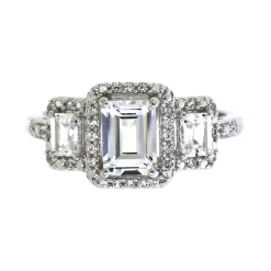 Lab Created White Sapphire Three-Stone Ring In Sterling Silver