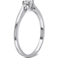 Lab Created White Sapphire & Diamond Ring In Sterling Silver