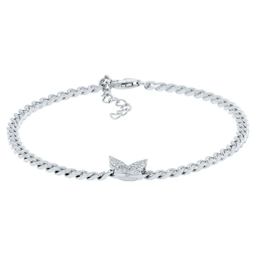 Lab Created White Sapphire Butterfly Bracelet In Sterling Silver