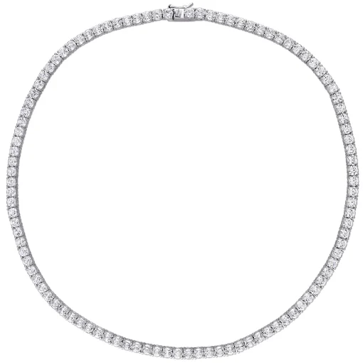 Lab Created White Sapphire Tennis Necklace In Sterling Silver