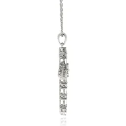 Lab Created White Sapphire Cross Pendant In Sterling Silver
