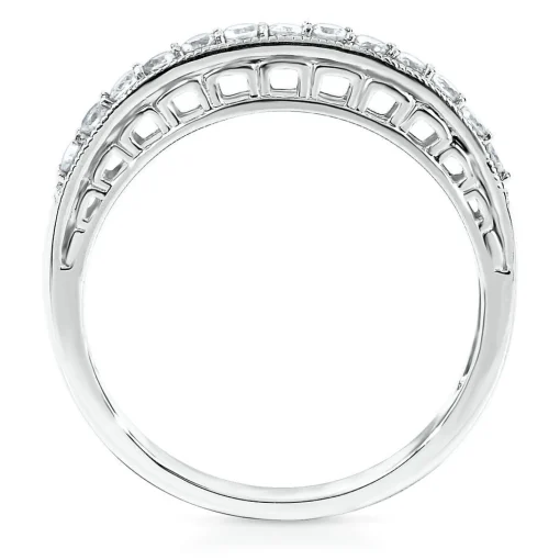 Lab Created White Sapphire Stack Ring In Sterling Silver