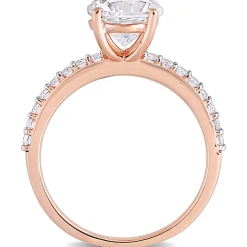 Lab Created White Sapphire Ring With Pave Band In 10K Rose Gold (2 3/4 Ct. Tw.)