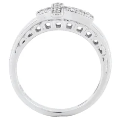Lab Created White Sapphire Cross Stack Ring In Sterling Silver