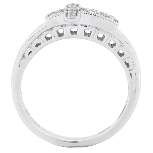 Lab Created White Sapphire Cross Stack Ring In Sterling Silver