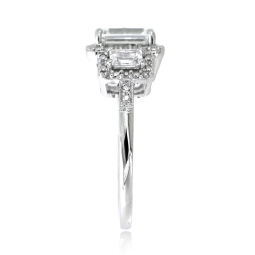 Lab Created White Sapphire Three-Stone Ring In Sterling Silver