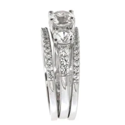 Lab Created White Sapphire Stackable Ring Set With Three Pieces In Sterling Silver