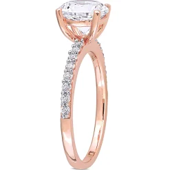 Lab Created White Sapphire Ring With Pave Band In 10K Rose Gold (2 3/4 Ct. Tw.)