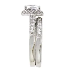 Lab Created White Sapphire Halo Ring Set In Sterling Silver