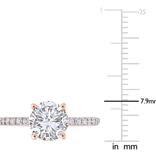Lab Created White Sapphire Ring With Pave Band In 10K Rose Gold (2 3/4 Ct. Tw.)