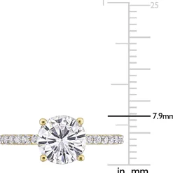 Lab Created White Sapphire Ring With Pave Band In 10K Yellow Gold (2 3/4 Ct. Tw.)