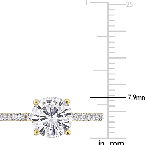 Lab Created White Sapphire Ring With Pave Band In 10K Yellow Gold (2 3/4 Ct. Tw.)
