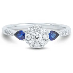 Lab Grown Diamond & Blue Sapphire Promise Ring In White Gold (1/3 Ct. Tw.)