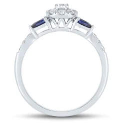 Lab Grown Diamond & Blue Sapphire Promise Ring In White Gold (1/3 Ct. Tw.)