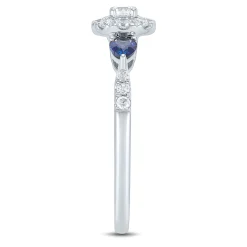 Lab Grown Diamond & Blue Sapphire Promise Ring In White Gold (1/3 Ct. Tw.)