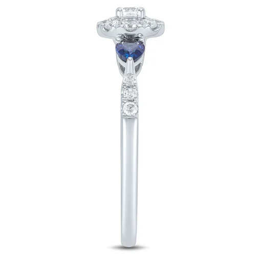 Lab Grown Diamond & Blue Sapphire Promise Ring In White Gold (1/3 Ct. Tw.)