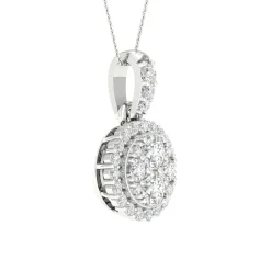 Lab Grown Diamond Cluster Pendant In 14K White Gold (3/8 Ct. Tw.)