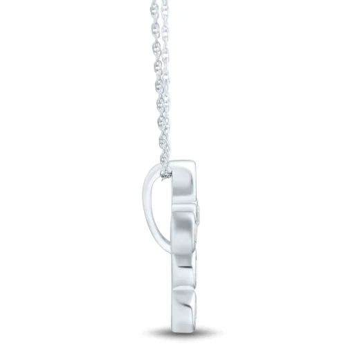Lab Grown Diamond Cross Bezel Pendant In 14K White Gold (1/4 Ct. Tw.)