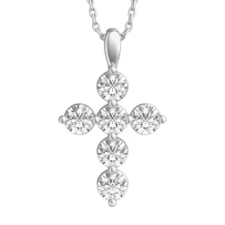 Lab Grown Diamond Cross Pendant In 14K White Gold (1 Ct. Tw.)