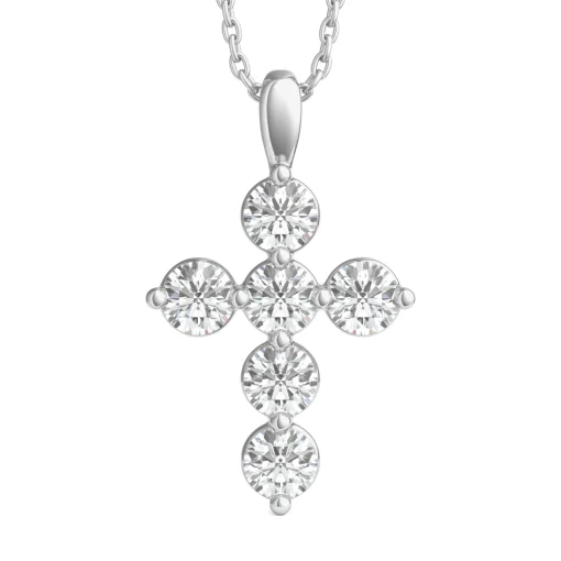 Lab Grown Diamond Cross Pendant In 14K White Gold (1 Ct. Tw.)