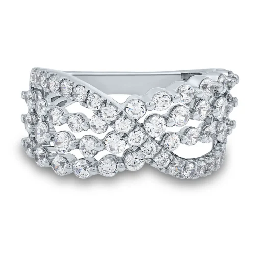 Lab Grown Diamond Crossover Ring In 14K White Gold (1 1/2 Ct. Tw.)