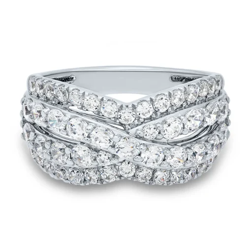Lab Grown Diamond Crossover Ring In 14K White Gold (2 Ct. Tw.)