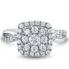 Lab Grown Diamond Cushion Cluster Ring In 14K White Gold (3/4 Ct. Tw.)