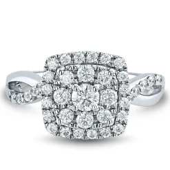 Lab Grown Diamond Cushion Cluster Ring In 14K White Gold (3/4 Ct. Tw.)