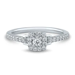 Lab Grown Diamond Cushion Cut Promise Ring In 14K White Gold (1/3 Ct. Tw.)